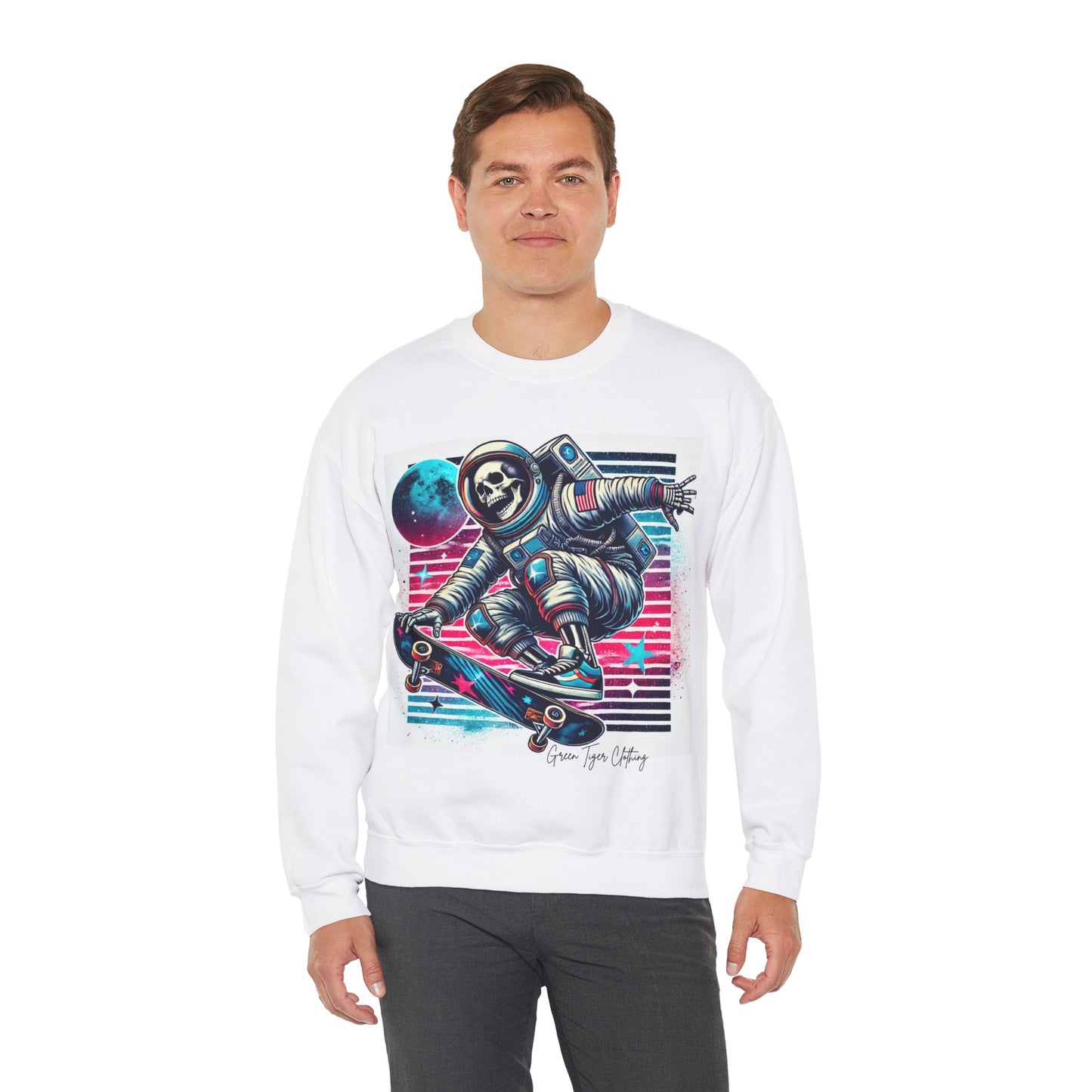 Retro Skeleton Astronaut Unisex Heavy Blend™ Crewneck Sweatshirt