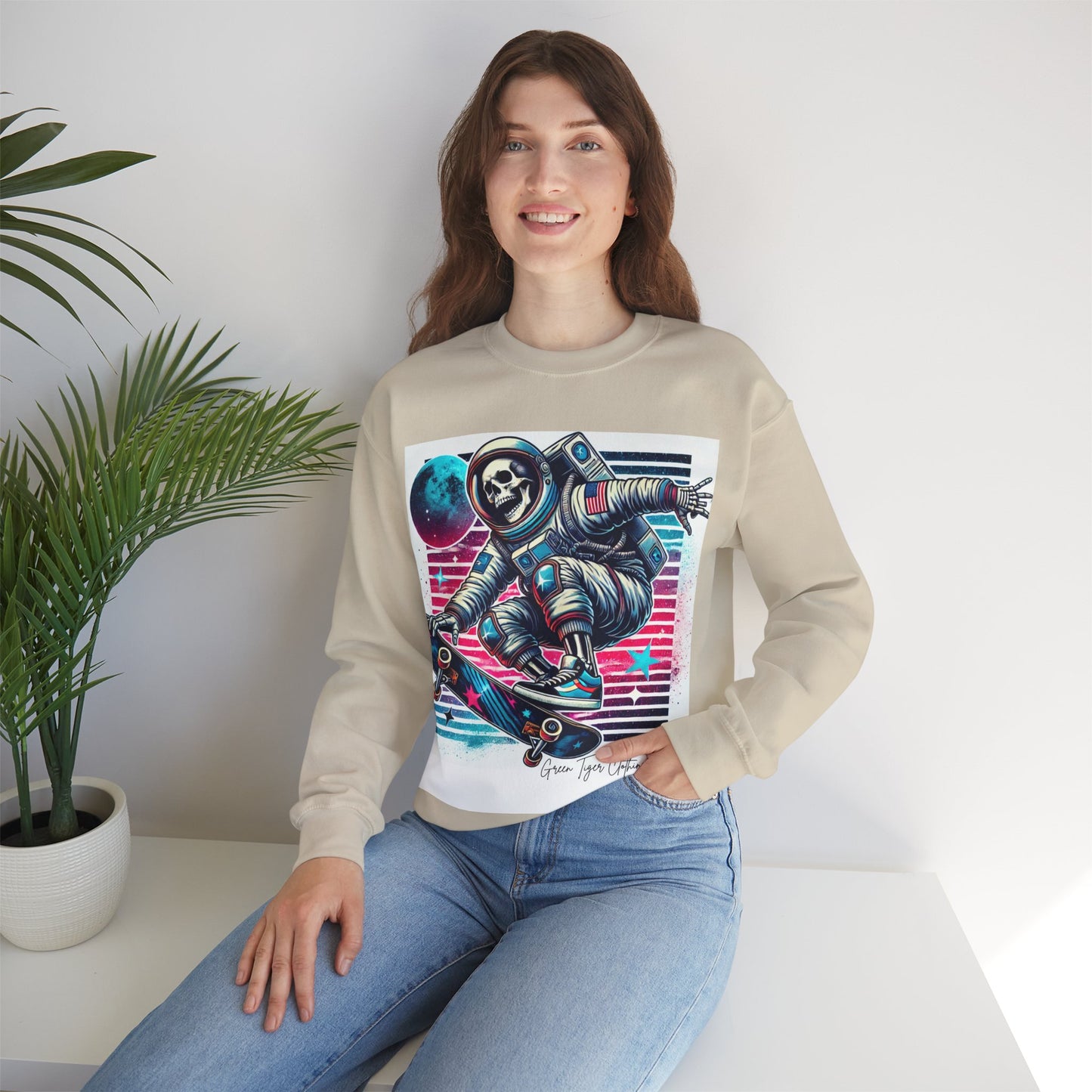 Retro Skeleton Astronaut Unisex Heavy Blend™ Crewneck Sweatshirt