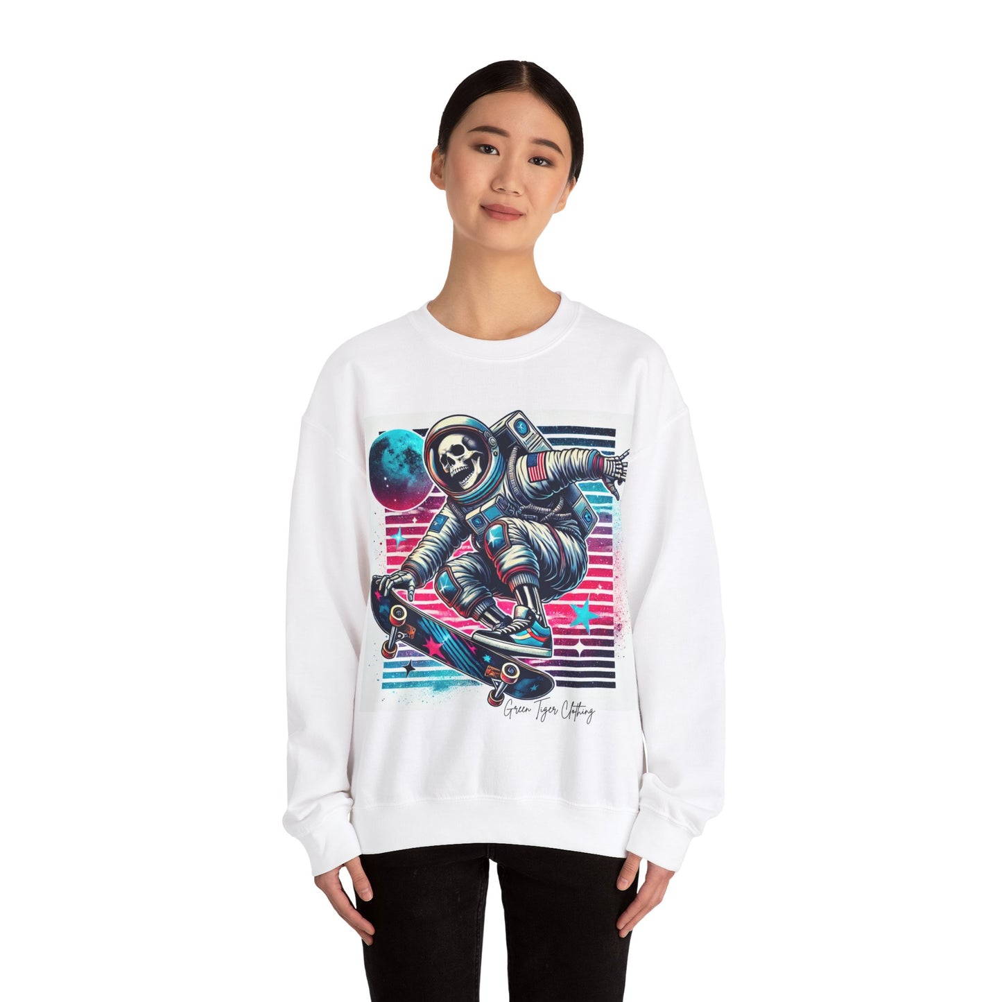 Retro Skeleton Astronaut Unisex Heavy Blend™ Crewneck Sweatshirt