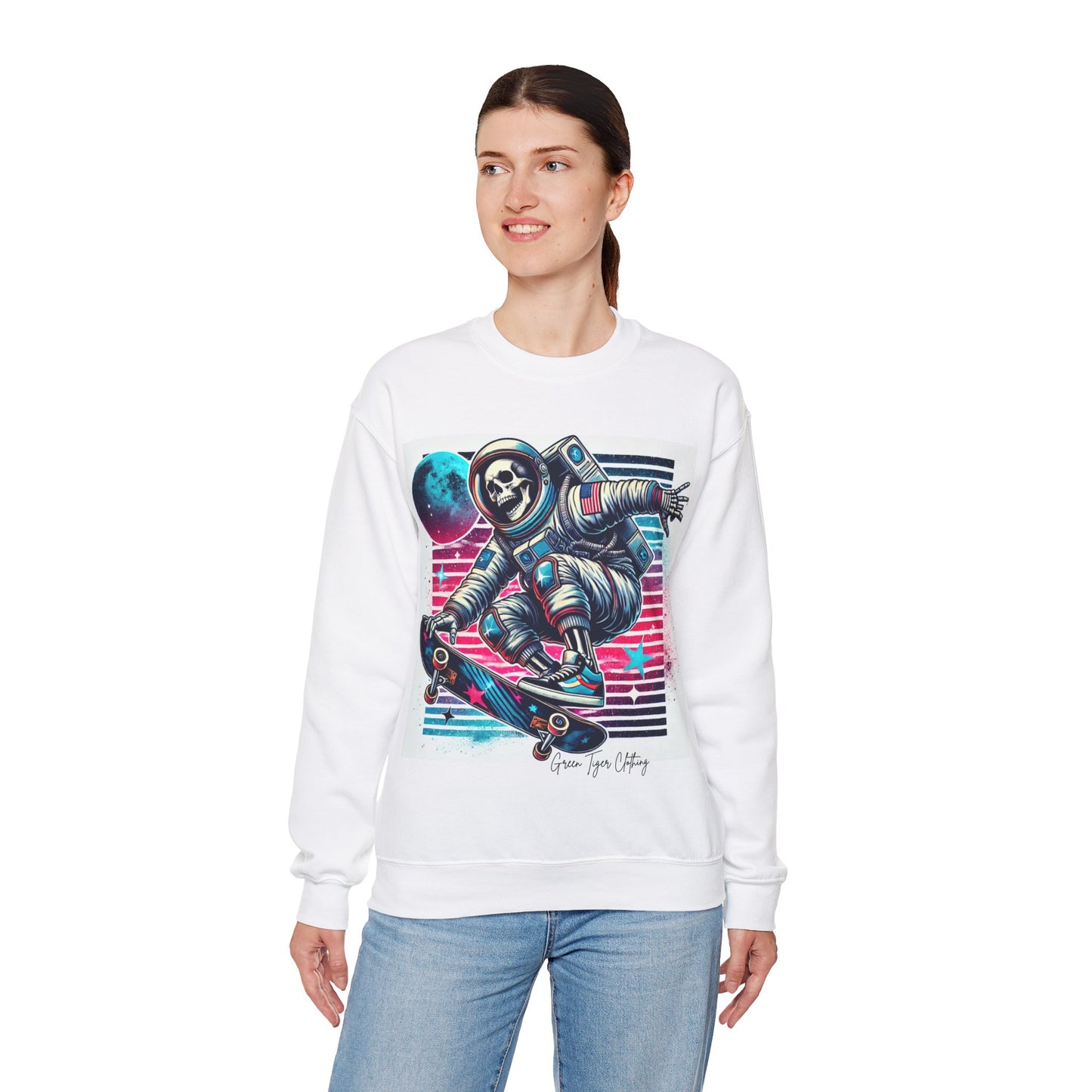 Retro Skeleton Astronaut Unisex Heavy Blend™ Crewneck Sweatshirt
