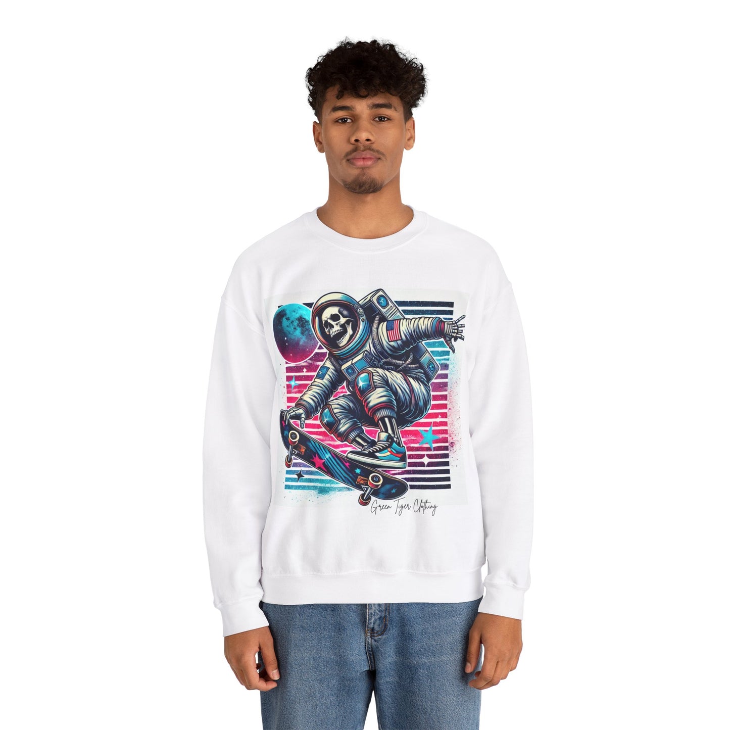 Retro Skeleton Astronaut Unisex Heavy Blend™ Crewneck Sweatshirt